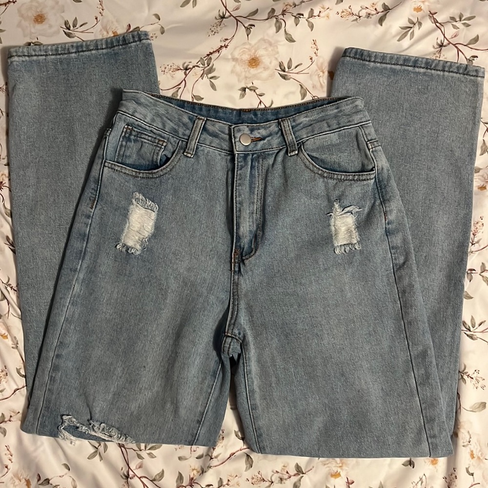 Light-wash Ripped Jeans